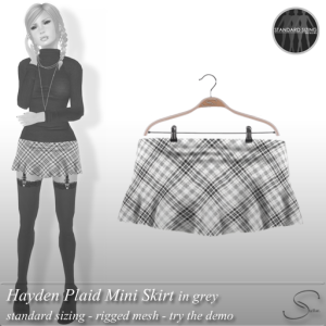 Stellar Hayden Plaid Mini Skirt AD grey