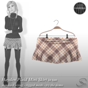 Stellar Hayden Plaid Mini Skirt AD tan